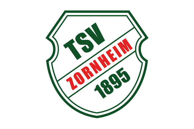 Logo des TSV Zornheim, 1895, in gr&uuml;ner und roter Schrift auf einem gesch&uuml;tzten Schildhintergrund.