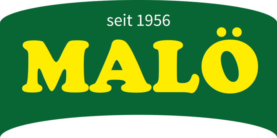 Logo von MAL&Ouml; mit gelbem Schriftzug auf gr&uuml;nem Hintergrund, Datum "seit 1956" oben in Wei&szlig;.